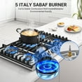 thumbnail image 4 of Sunmaki 36 Inch Gas Cooktop with 5 High-Efficiency Burners, Heat-Resistant SABAF Stovetop, LPG Compatible, 110V, 4 of 10