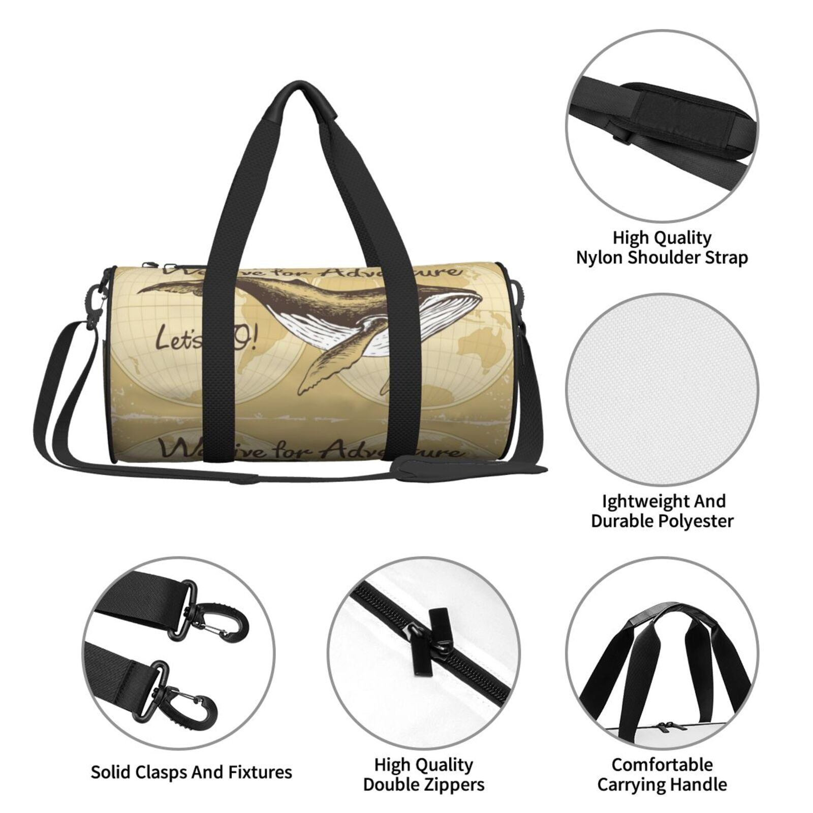 Vsdgher We Live for Adventure 45L Foldable Duffel Bag, Sports Gym Bag,Overnight Bag, Portable Weekender Bag for Airplanes