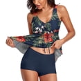 thumbnail image 3 of Trajes de baño para mujer, trajes de baño de dos piezas, camiseta sin mangas con estampado floral y pantalones cortos para niños, trajes de baño con control de barriga MFZFUKR SM-435-4, 3 of 4