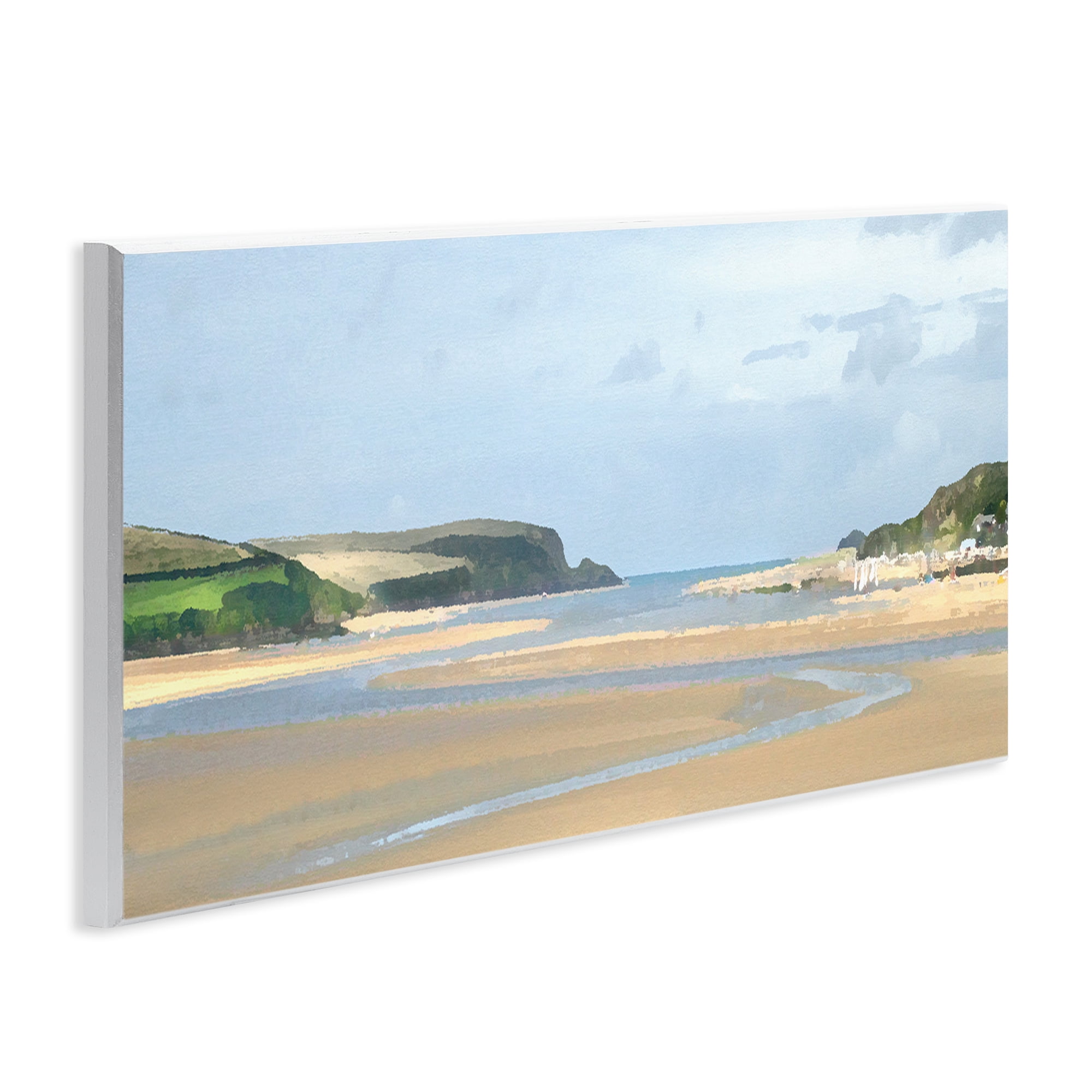 Stupell Industries Vast Beach View Landscape Painting Unframed Art Print Wall Art, 17 x 7