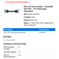 thumbnail image 2 of Rear Left Axle Assembly - Compatible with 1969 - 1973 Volkswagen Squareback 1970 1971 1972, 2 of 2