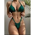 thumbnail image 1 of Leadingstar Women Halter Bikini Set Sexy Solid Color Split Bikini Triangle Swimwear Beach Bathing Suit, 1 of 8