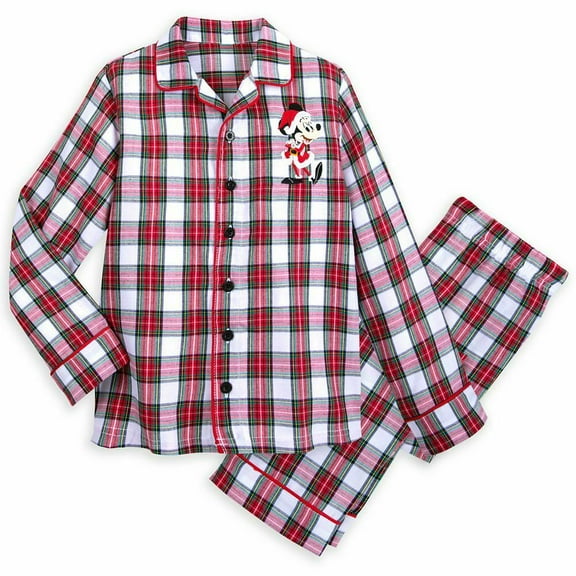 Disney Store Mickey Mouse Plaid Holiday Pajamas Set Boys Pj's Size 2