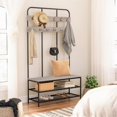 thumbnail image 6 of Hall Tree with Bench, Entryway Bench with Coat Rack, Mud Room Rack with 12 Double Hooks and Shoe Storage, Coat Tree, Shoe Rack Organizer, for Foyer, Front Door, Rustic Brown BF05MT01, 6 of 10