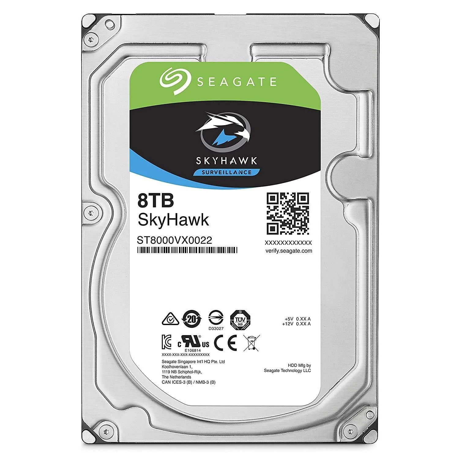Seagate SkyHawk 8TB Surveillance Internal Hard Drive HDD  3.5 Inch SATA 6Gb/s 256MB Cache for DVR NVR Security Camera System with Drive Health Management (ST8000VX0022)