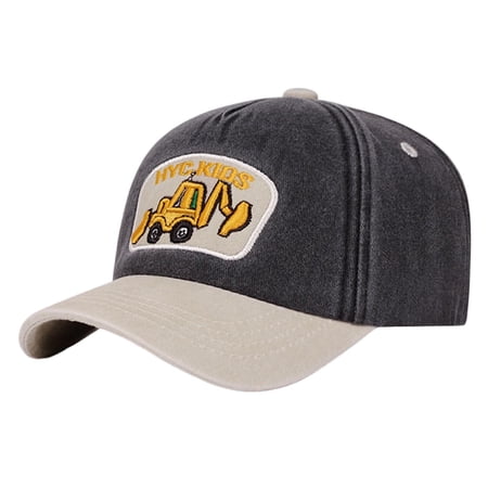 Toddler Baseball Hats 2026 Funny Printed Hat Kids Adjustable Washed Golf Cap for Boys & Girls Summer Breathable Black 2 2-6 Years