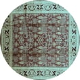 thumbnail image 1 of Ahgly Company Indoor Round Oriental Light Blue Industrial Area Rugs, 4' Round, 1 of 4