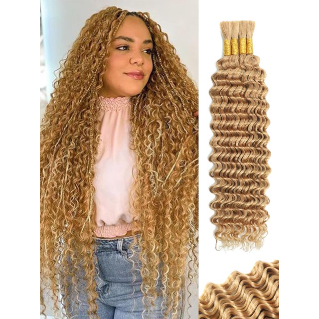 Cabello trenzado KULYMUWIG Rubio Deep Wave, 18 cm, 100 g, 4 paquetes