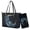 Black and Blue-Butterfly Rose Moon, variant on Butterfly Flower Print Handbag and Wallet Set for Women Leather Purses Top Handle Handbags with Matching Purse 2 Pcs Wallet and Purse Set, Purple