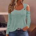 thumbnail image 2 of Dazajoo Cold Shoulder Long Sleeve Tops for Women Vintage Dressy Elegant Round Neck Shirts with O Ring Strap Casual Solid Color Fall Fashion Blouses 2024 Limited Time Deal,Green,XL, 2 of 7