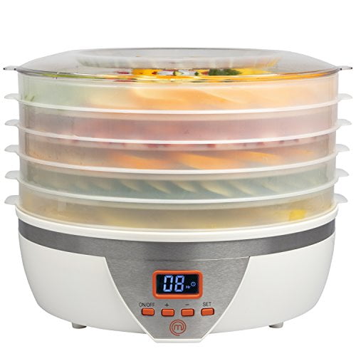 MasterChef Food Dehydrator w 5 Trays and Digital Temperature Controls- Dehydrating Machine includes FREE Recipe Guide- Overheating Protection + 8L Capacity- Dry Fruits Vegetables Beef Jerky and More