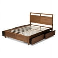 thumbnail image 6 of Baxton Studio Saffron Modern and Contemporary Walnut Brown Finished Wood Full Size 4-Drawer Platform Storage Bed, 6 of 7