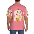 thumbnail image 5 of Xecao offers the Cute Cat for Men's Casual Short-sleeved Shirt, a button-up collared shirt with a pocket, perfect for beach vacations and yacht travel in the Medium size., 5 of 7