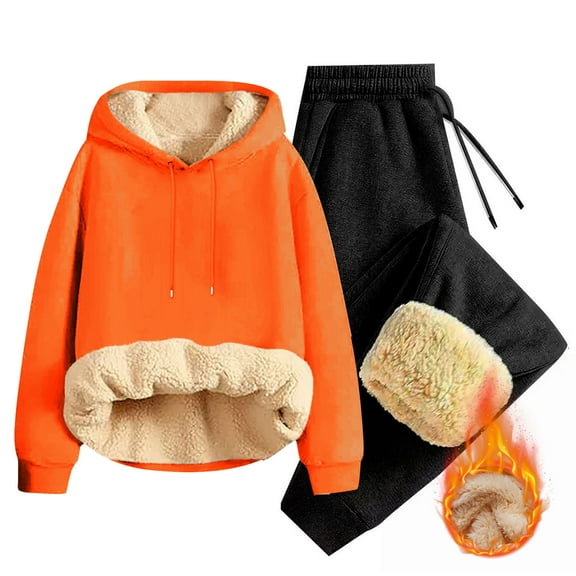 PNTUTB Mens 2 Piece Fleece-lined Hoodie Tracksuit Long Sleeve Hooded Pullover Casual Athletic Sweatsuit Set