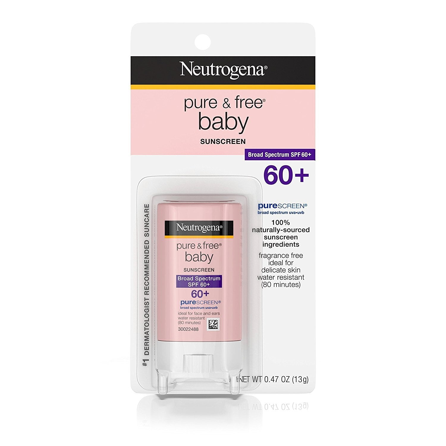 Neutrogena Pure & Free Baby Mineral Sunscreen Stick, SPF 60, 0.47 oz