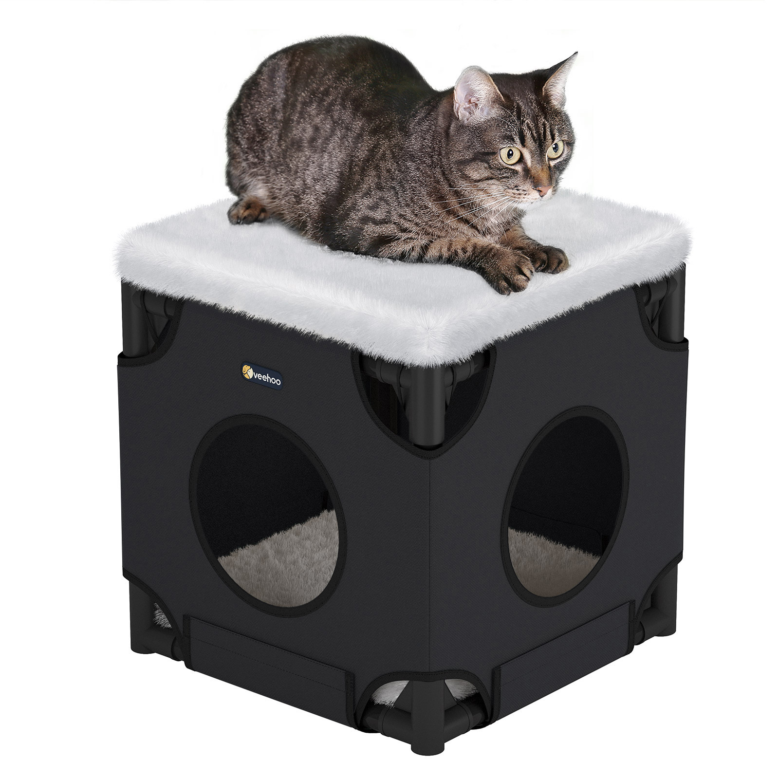 Veehoo Cooling Cat Cube Bed Stackable Cat Condo with Removable