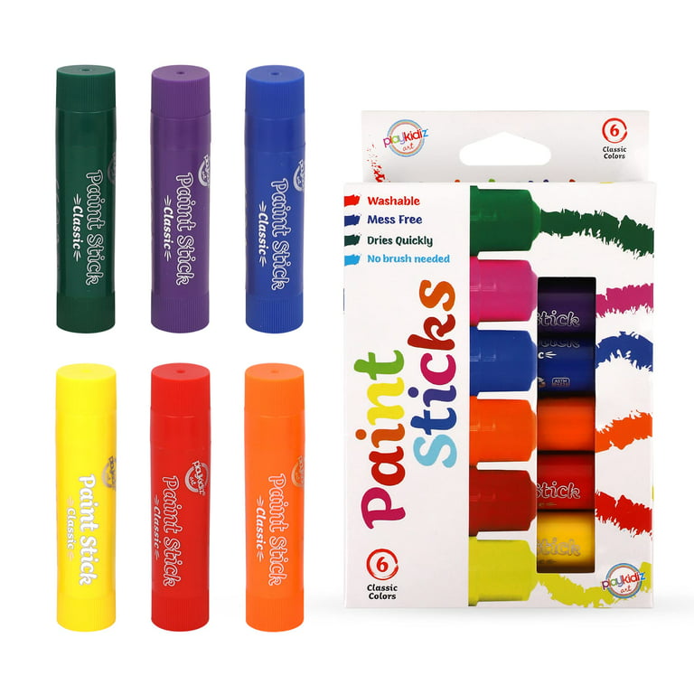 Playkidiz Paint Sticks, 6 Pack, Classic Colors, Twistable Crayon Paint  Sticks, Mess-Free Tempera & Poster Paint, Quick Drying, Great Birthday  Gift