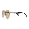 thumbnail image 6 of Mens Luxury Geometric Metal Rim Hustler Fashion Rectangle Sunglasses Silver Black - Beige, 6 of 8