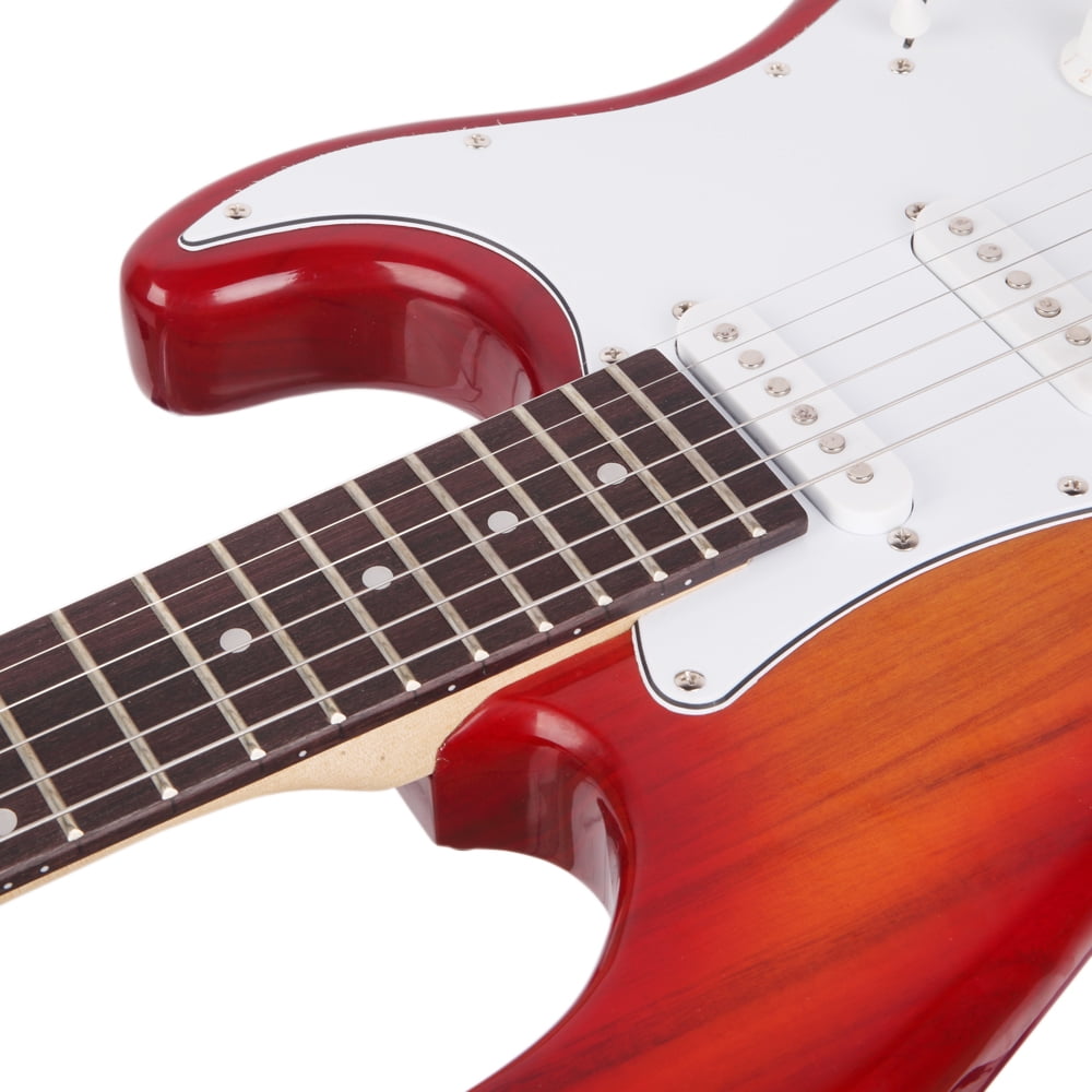 Private Jungle 39" Rosewood Fingerboard Electric Guitar with Gigbag ​Strap Amp Wire Tremolo Arm Cord for Adult Student Beginner, Red