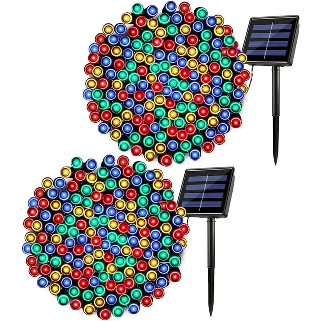 2Pack Solar Christmas Lights Outdoor Waterproof, 200 LED 72FT Solar Powered String Lights with