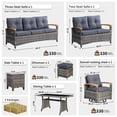 thumbnail image 3 of MEISSALIVVE 8 Pieces Patio Furniture Set with Dining Table, Outdoor Wicker Conversation Set with 3-Seat & 2-Seat Sofas, Wood Armrest Swivel Chairs, 2 Ottomans, Gray, 3 of 9