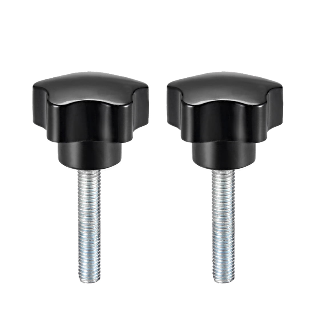 2 Pcs Star Knobs Grips M8 x 30mm Male Thread Steel Zinc Stud