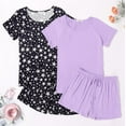 thumbnail image 2 of Ensemble de Pyjama 2 Pcs pour Femmes Manches Courtes Vêtements de Nuit Doux Col Rond Ensemble de Shorts Imprimés avec Poches P-TTG, 2 of 5