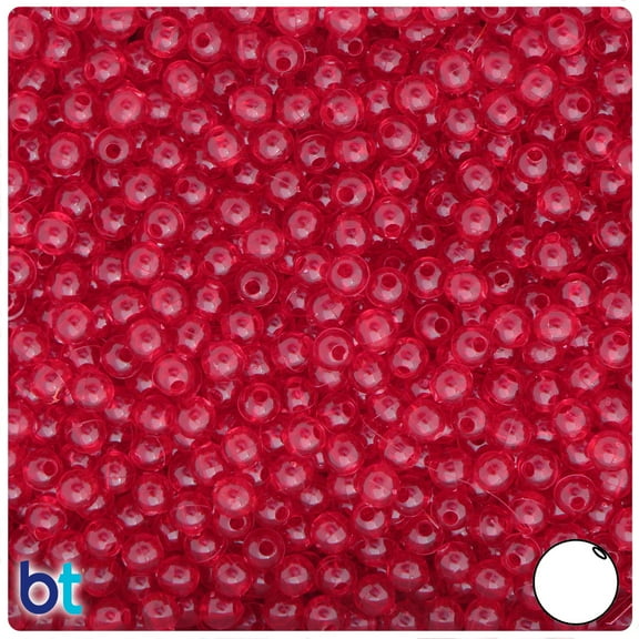 BeadTin Dark Ruby Transparent 5mm Round Plastic Beads (700pcs)
