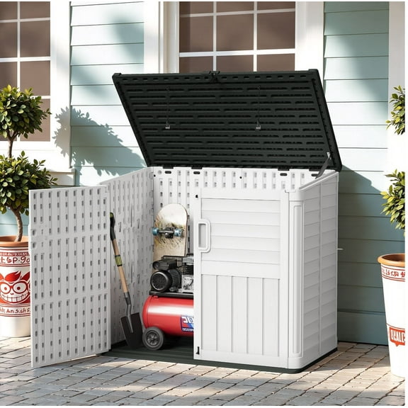 Homall 35 Cu ft Resin Outdoor Storage Shed - Locking Latch, Double Doors, Heavy - Duty Floor, Ideal for Patio & Backyard Garden Storage