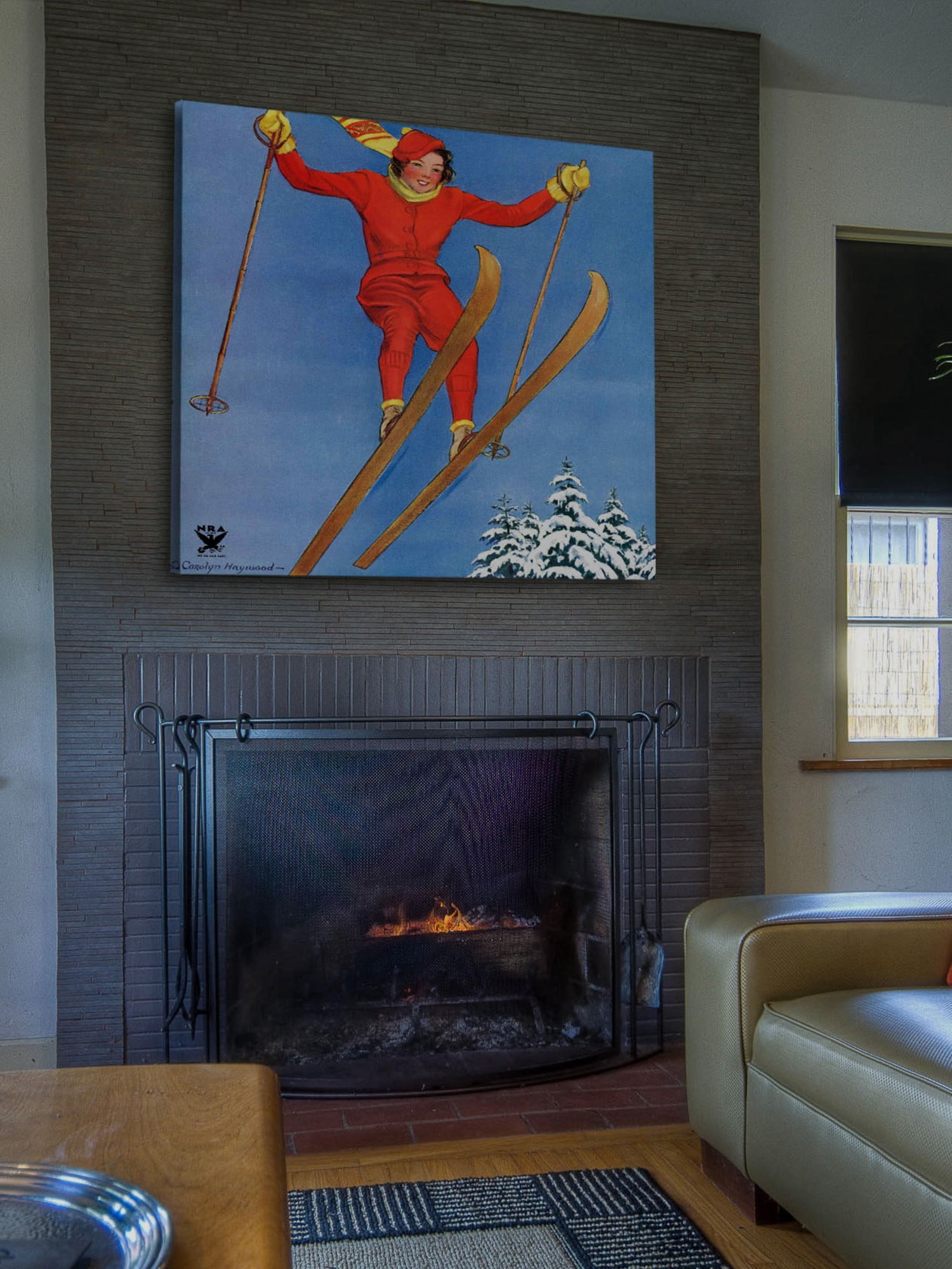 Marmont Hill Woman Ski Jumper by Carolyn Haywood Painting Print on Canvas