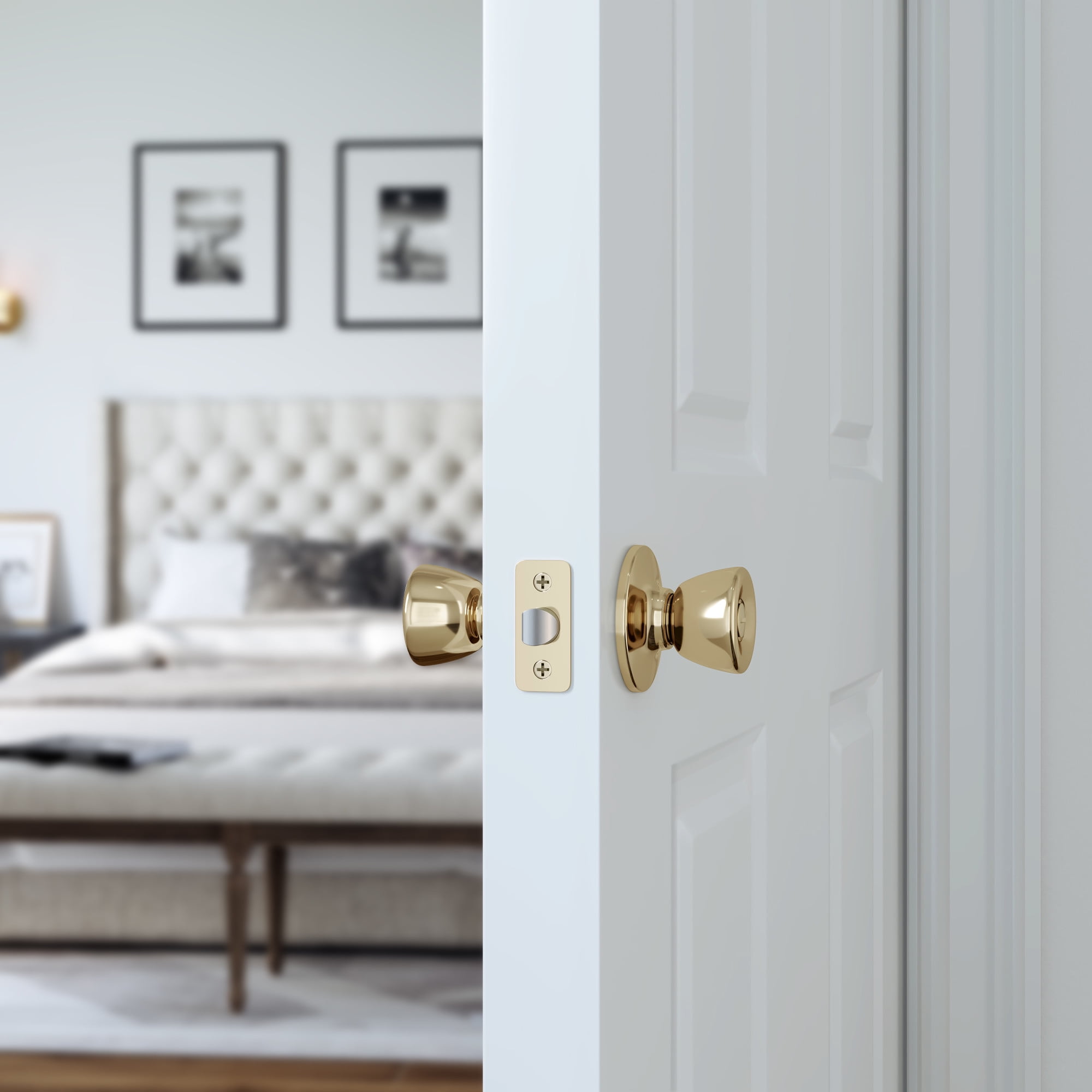 Miseno MLK3010PB Buchanan Tulip Privacy Door Knob Set - Brass