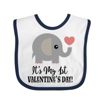 Inktastic 1st Valentines Day Baby Elephant Boys or Girls Baby Bib