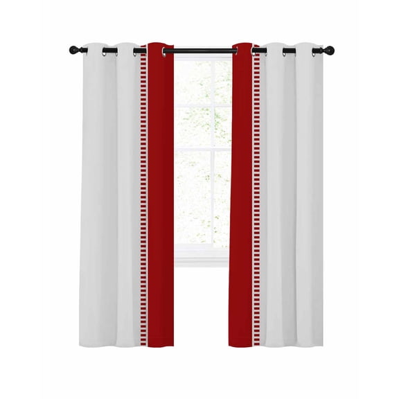 Red Solid Color Texture Blackout Curtains 90 Inches Long for Bedroom, Simple Red Stripes Thermal Insulated Room Darkening Black Out Window Curtain Panels Grommet Drapes for Living Room