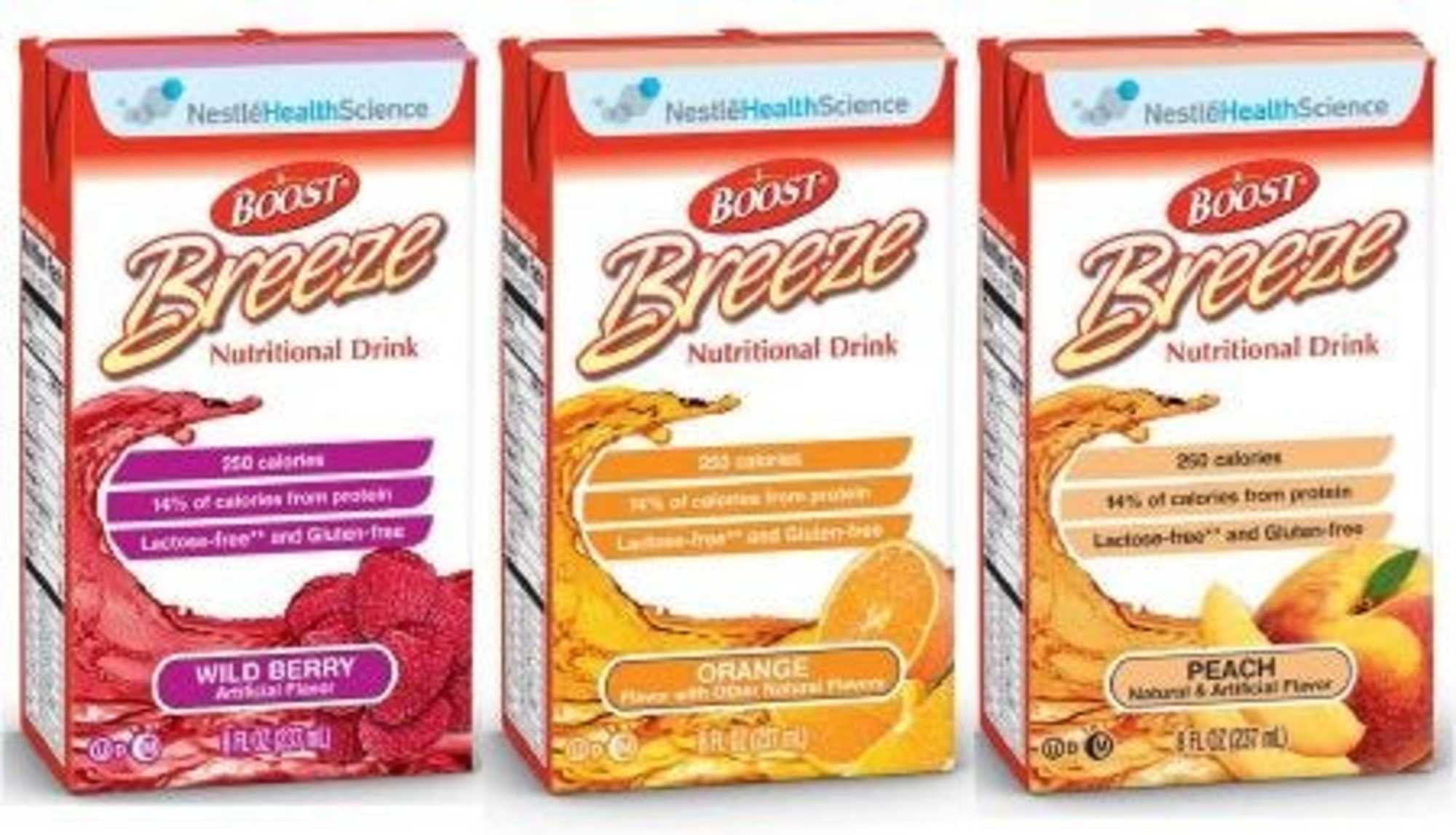 Boost Breeze, Variety Case, Orange, Peach and Wild Berry, 8Ounce Boxes