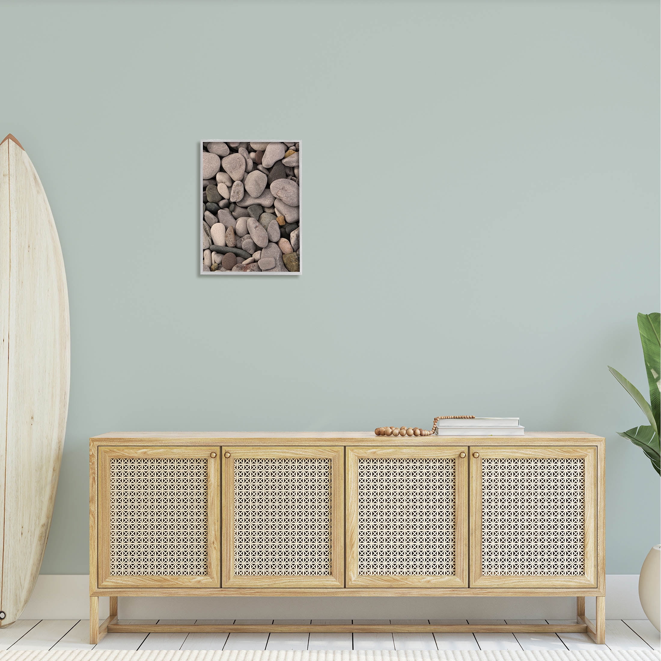 Various Beach Pebbles Composition Coastal Photograph Gray Framed Art Print Wall Art