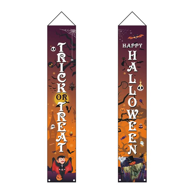 2 banderines de Halloween para fiestas al aire libre, decoración de fondo de truco o trato para la puerta delantera del porche, tipo 3 Inevent HA000186-03B