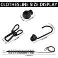 thumbnail image 3 of 2 Pieces Clothesline, Portable Elastic Adjustable Retractable Outdoor Camping Clothesline with 12 Positioning Clips and Loops, for Outdoor Travel Indoor Camping, 3 of 5