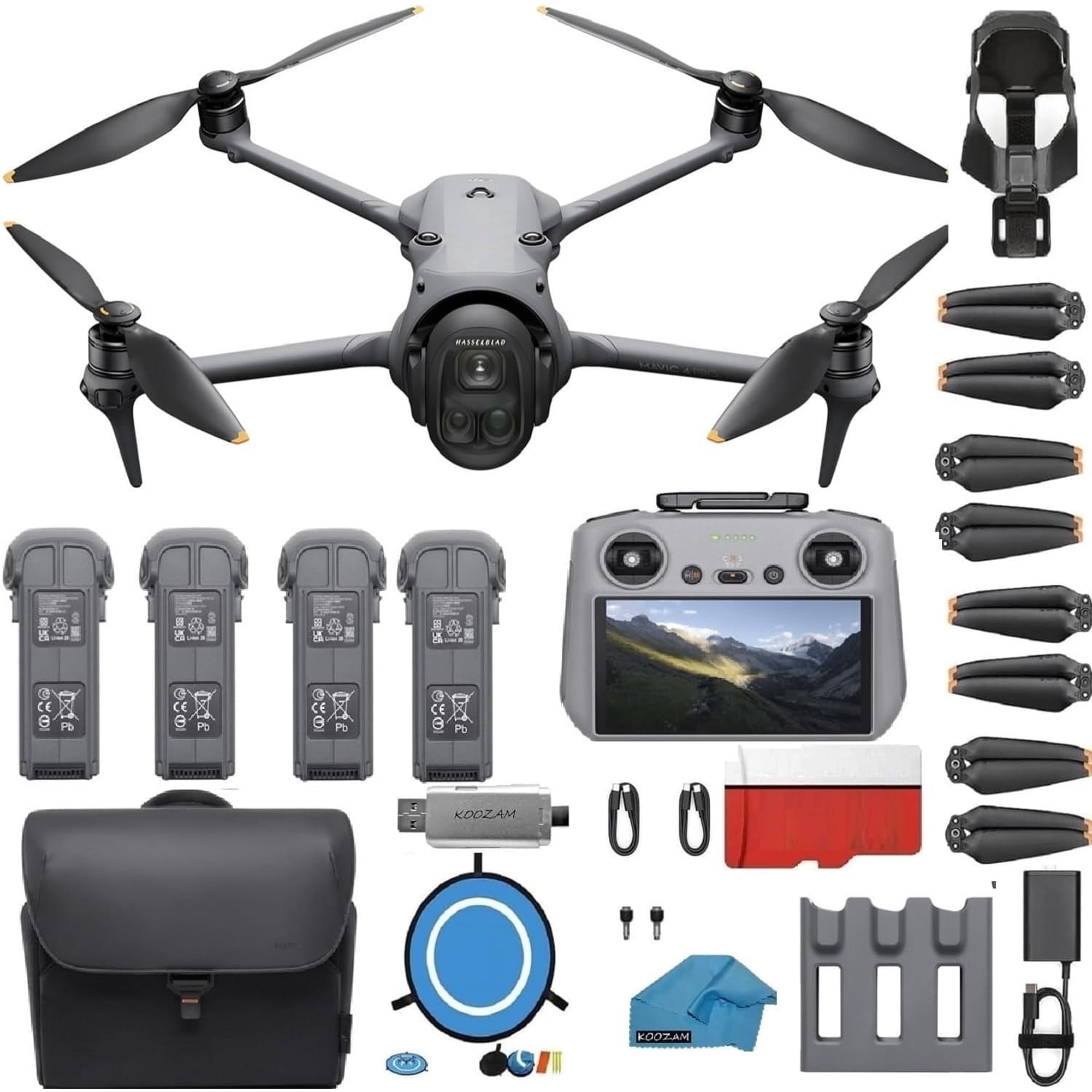 DJI Mavic 4 Pro Drone Ultimate 4-Battery Bundle - 6K/60fps HDR, 100MP, 51-Min Flight Time, 18.6-Mile Range - Includes 4 Intelligent Flight Batteries, 128GB SD Card, Landing Pad & Pilot Kit