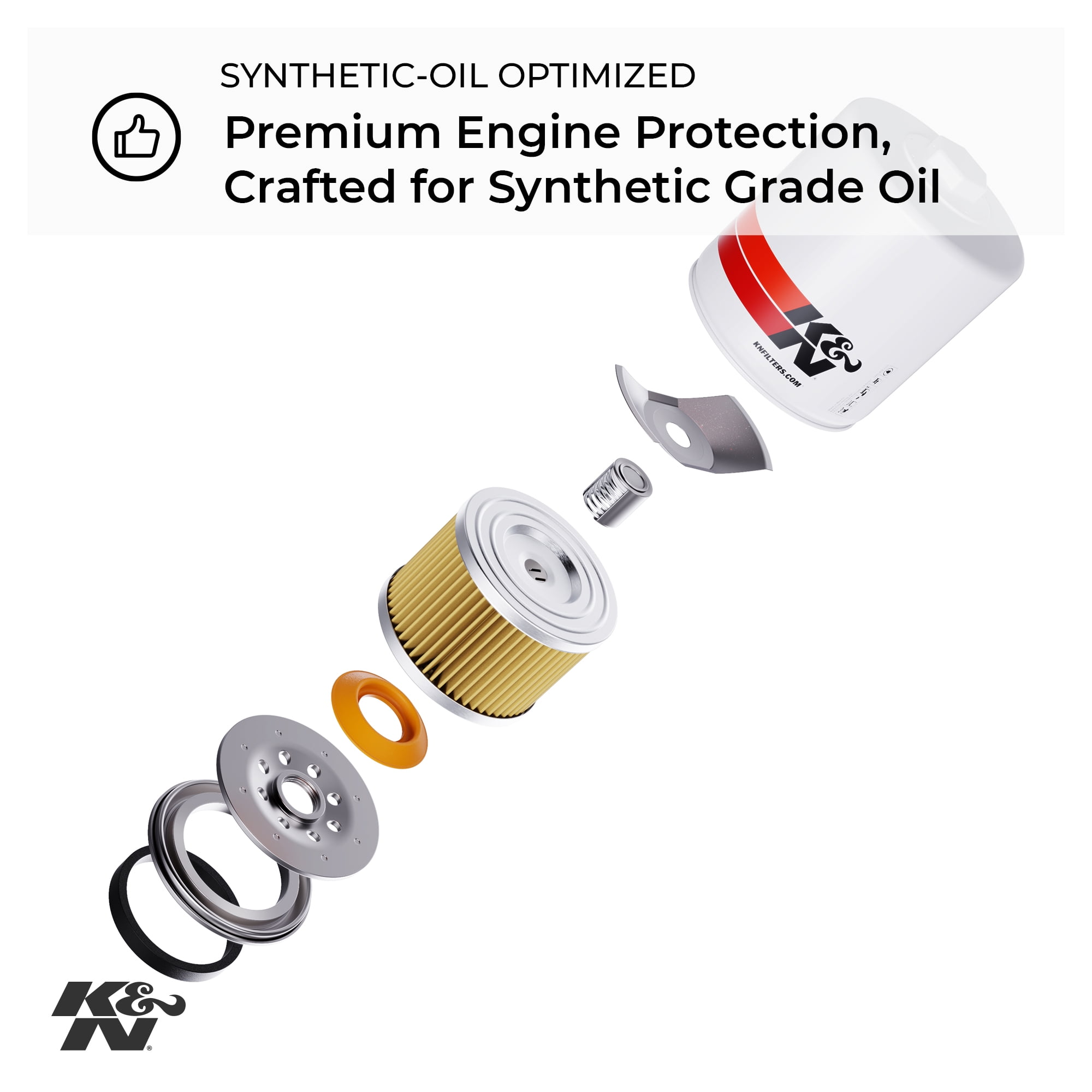 K&N Performance Oil Filter: 20,000 Mile Premium Engine Protection, Higher Oil Flow Rates, Compatible with All Oils, Optimized for Synthetic Oils, HP-7015