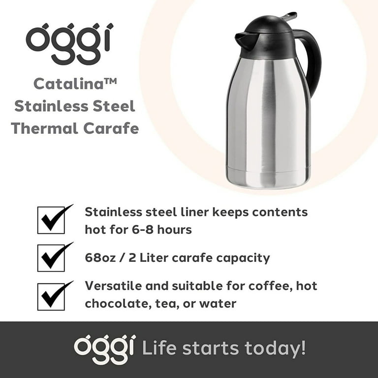 OGGI 2-Liter Stainless Steel Thermal Carafe 