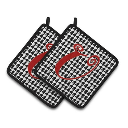 

Carolines Treasures CJ1035-UPTHD Letter U Initial Monogram - Houndstooth Black Pair of Pot Holders 7.5HX7.5W