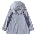 thumbnail image 4 of Kids Zip-Up Hoodie Jackets Girls Boys UPF 50+ Sun Protection Jacket Lightweight Color Block Hooded Coat Trendy Outwear with Pockets Gray 3-4 Years, 4 of 5