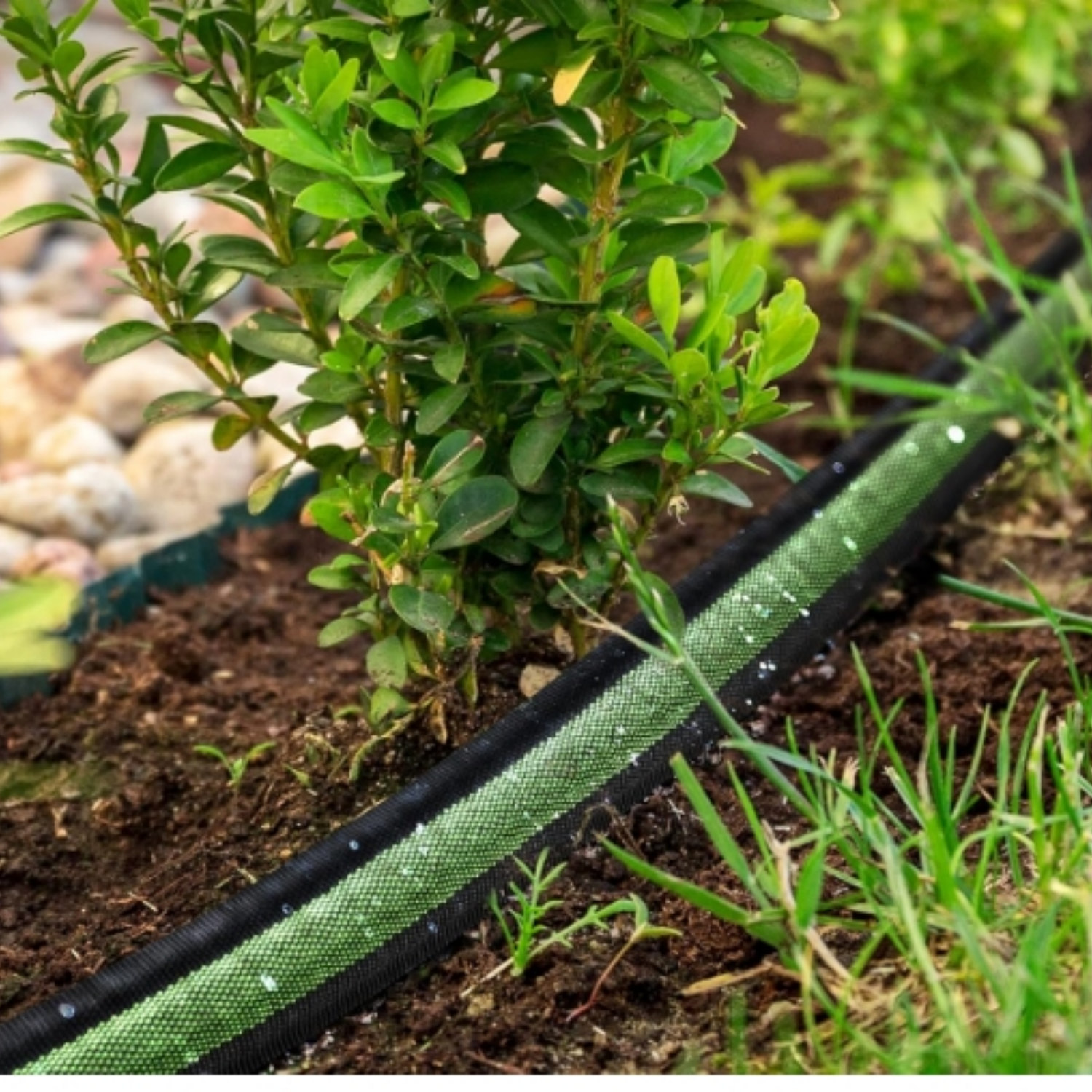 Flat Soaker Hose 100FT for Garden and Lawns, 80% Water-Saving Drip Irrigation Hose with Anodized Aluminum Ends, Flexible Leakproof Double Layer Gardening Hoses