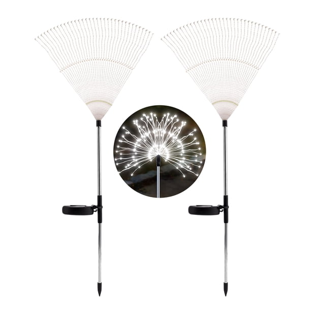 Irfora Paquete de 2 luces solares de fuegos artificiales para bricolaje, luz LED para césped, jardín, luces solares, 8 modos de luz, decoración al aire libre, luz para camino, pasarela, césped, patio, Irfora Luces led