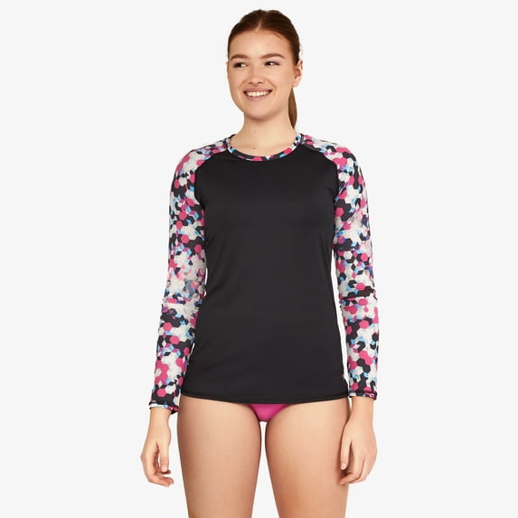 Speedo L/S Printed Rashguard Women's Color: Festival Fuchsia, Size: L