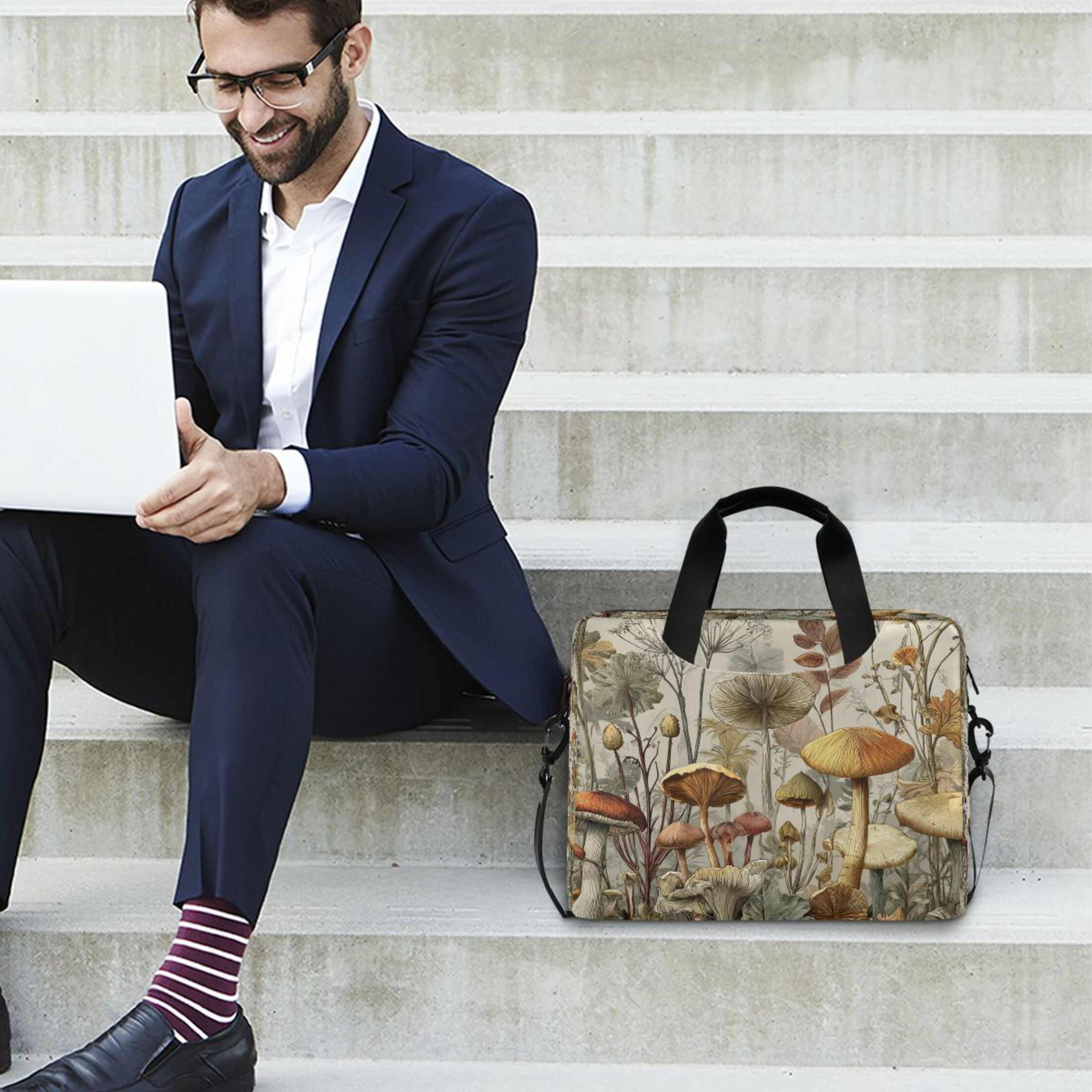Laptop Bag Laptop Briefcase 15.7 x 3 x 11.8 Inches Laptop Bag Briefcases Laptop Storage Travel Laptop Bag Work Laptop Bag Gray Mushroom