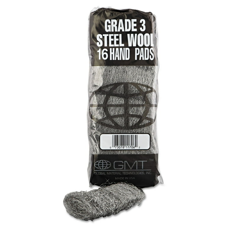 Industrial-Quality Steel Wool Hand Pads, #3 Medium, Steel Gray, 16 Pads/Sleeve, 12 Sleeves/Carton Industrial-Quality Steel Wool Hand Pads, #3 Medium, Steel Gray, 16 Pads/Sleeve, 12 Sleeves/Carton