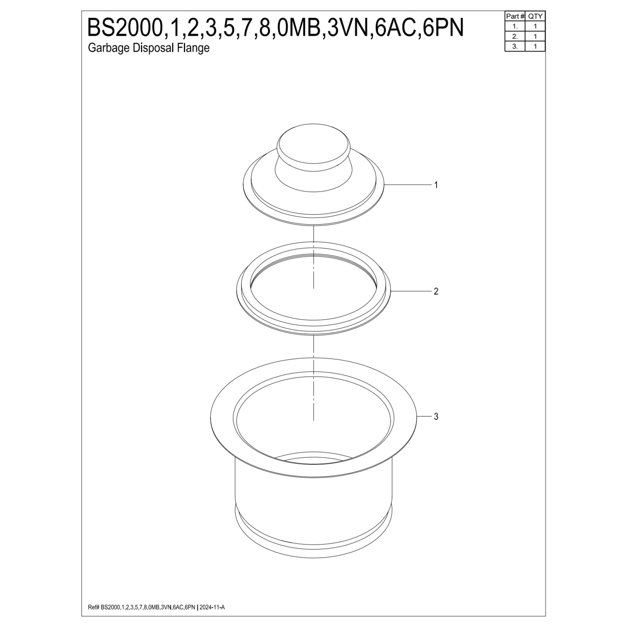 Kingston Brass BS2007 Extended Disposal Flange in Brushed Brass