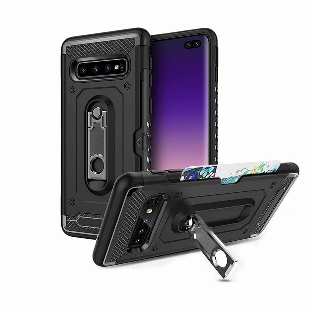 Samsung Galaxy S10 Plus Armor Case with Card Slot and Kickstand ...