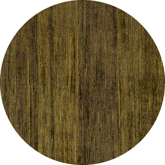 Ahgly Company Machine Washable Indoor Round Abstract Yellow Modern Area Rugs, 3' Round